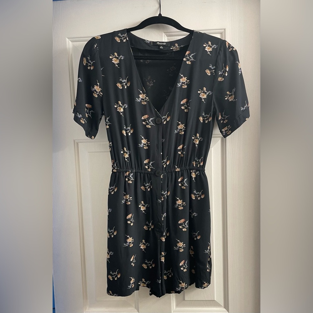 Madewell Black Floral Romper